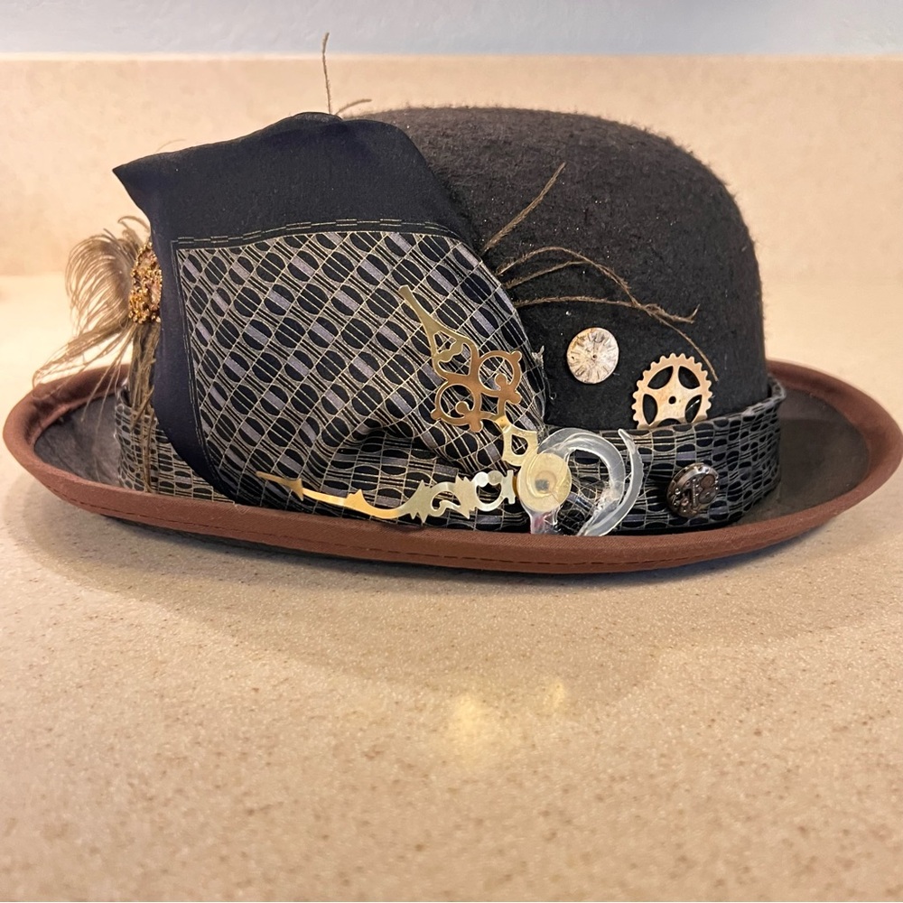 Elsie Massey Vintage Steampunk Victorian Derby Bowler Hat - Picture 6 of 12